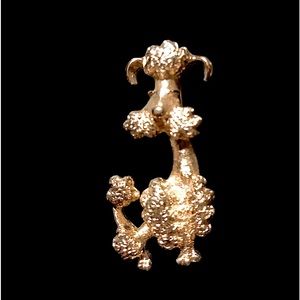 AVON Women's Brooch Pin Vintage1972 Whimsical French Poodle Brushed Gold Tone
